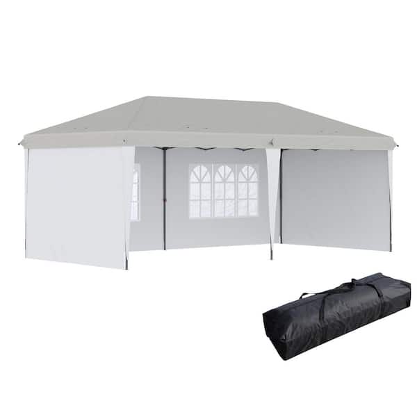 10 ft. x 20 ft. White Rectangle Pop-Up Canopy with 4-Sidewalls and Carry Bag