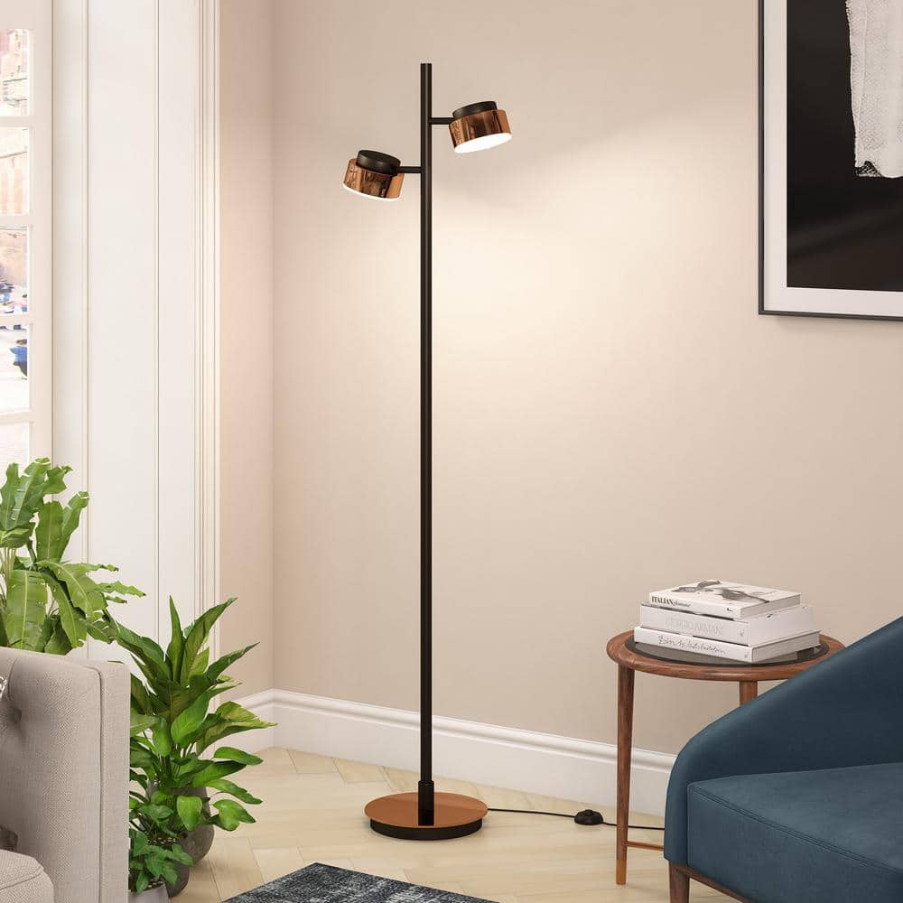 Sleek Bronze and Copper Industrial Elegance Floor Lamp
