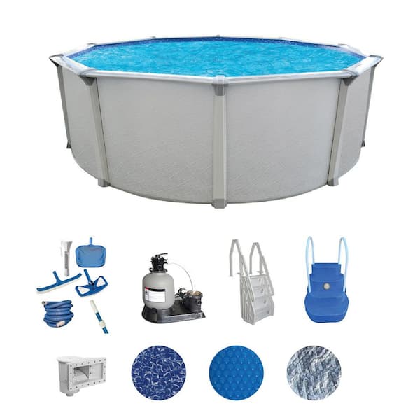 Huntington 30 ft. Round 54 in. Deep Above Ground Hard Sided Deluxe Pool Package