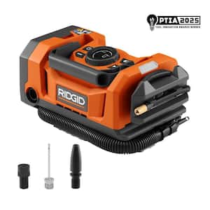 18V Dual Function Cordless Inflator (Tool Only) with Valve Adaptor, Needle, (2) Nozzles, and 12V Power Cord