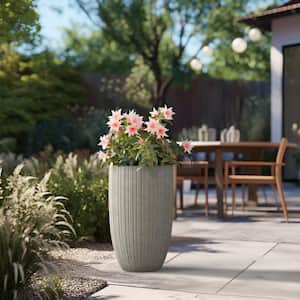 Lightweight Textured 13.5 in. x 24.5 in. Light Gray Large Tall Round Concrete Plant Pot/Planter for Indoor and Outdoor