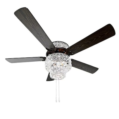 Chandelier Ceiling Fans With Lights The Home Depot - Flush Mount Ceiling Fans With Crystal Lights