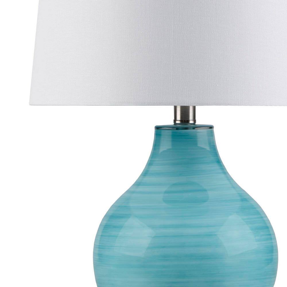 Maelle Blue Aqua Swirl Glass Table Lamp with White Shade