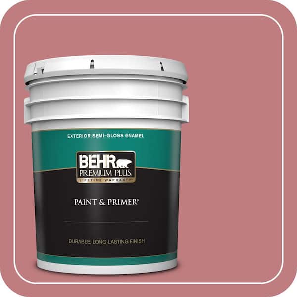 BEHR PREMIUM PLUS 5 gal. #MQ1-12 Chick Flick Semi-Gloss Enamel Exterior Paint & Primer