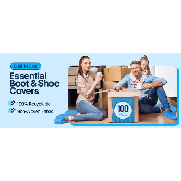 Frontline Disposable Shoe Covers – 100 Pack, Non-Woven, Durable Booties, MP-DSC