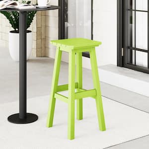 Laguna 29 in. HDPE Plastic All Weather Backless Square Seat Bar Height Outdoor Bar Stool in Lime