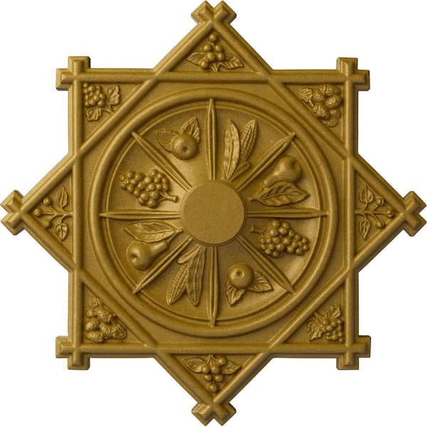 Ekena Millwork 38-1/4 in. x 1-1/2 in. Antilles Urethane Ceiling Medallion (Fits Canopies up to 6 in.), Pharaohs Gold
