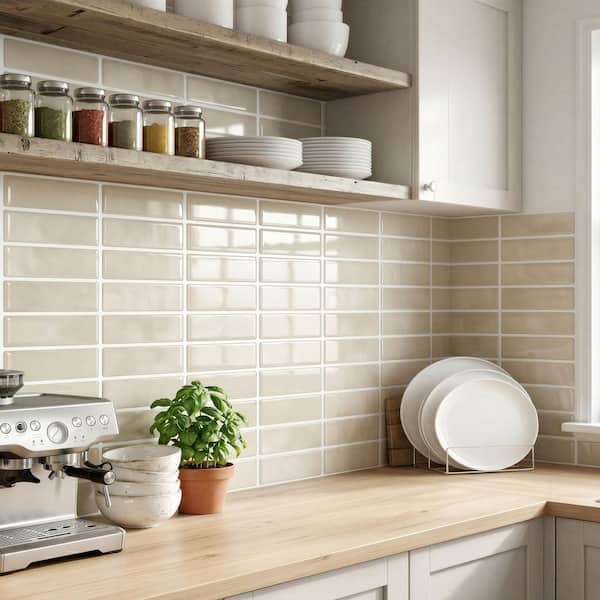 10-Piece 9 in. x 11.4 in. Beige 3D Marble Pattern Peel and Stick Backsplash Tile Wall Decal