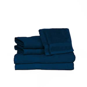 Happitat 6-Piece Fluffy Bath Towel Set in Navy