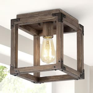 Magnolia 8 in. Oil Rubbed Bronze/Brown Iron Rustic Farmhouse LED Flush Mount