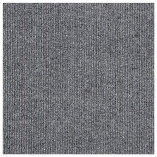 French Broad Wide Wale Gray Residential 18 in. x 18 in. Peel and Stick Carpet Tile Square (22.5 sq. ft. )