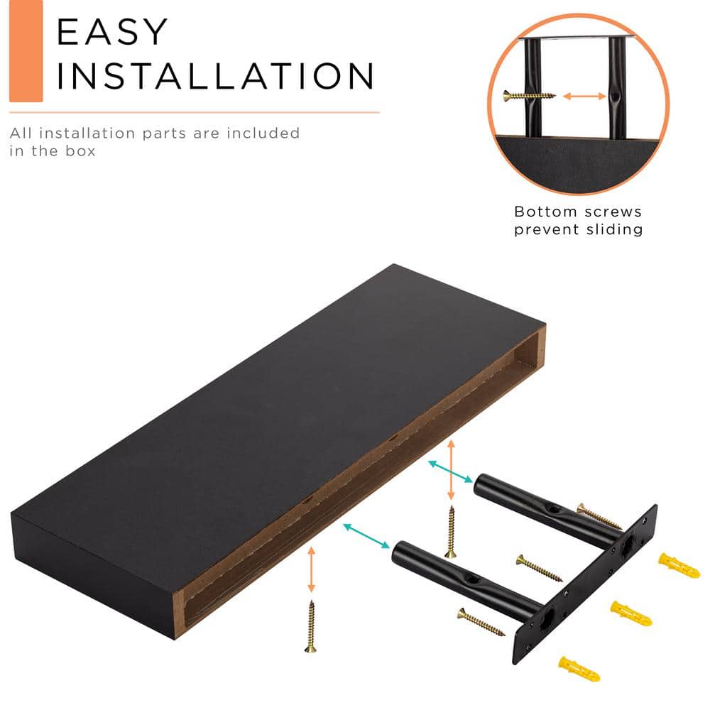Sorbus Black MDF Floating Wall Shelves Set of 2