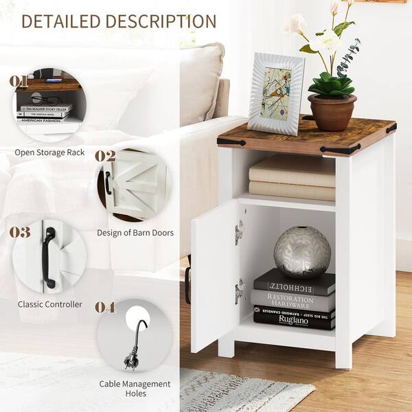 FOTOSOK 3-Drawer White Nightstand With Cut-Out Handles – Modern Bedside Table For Bedroom, Living Room, Or Office