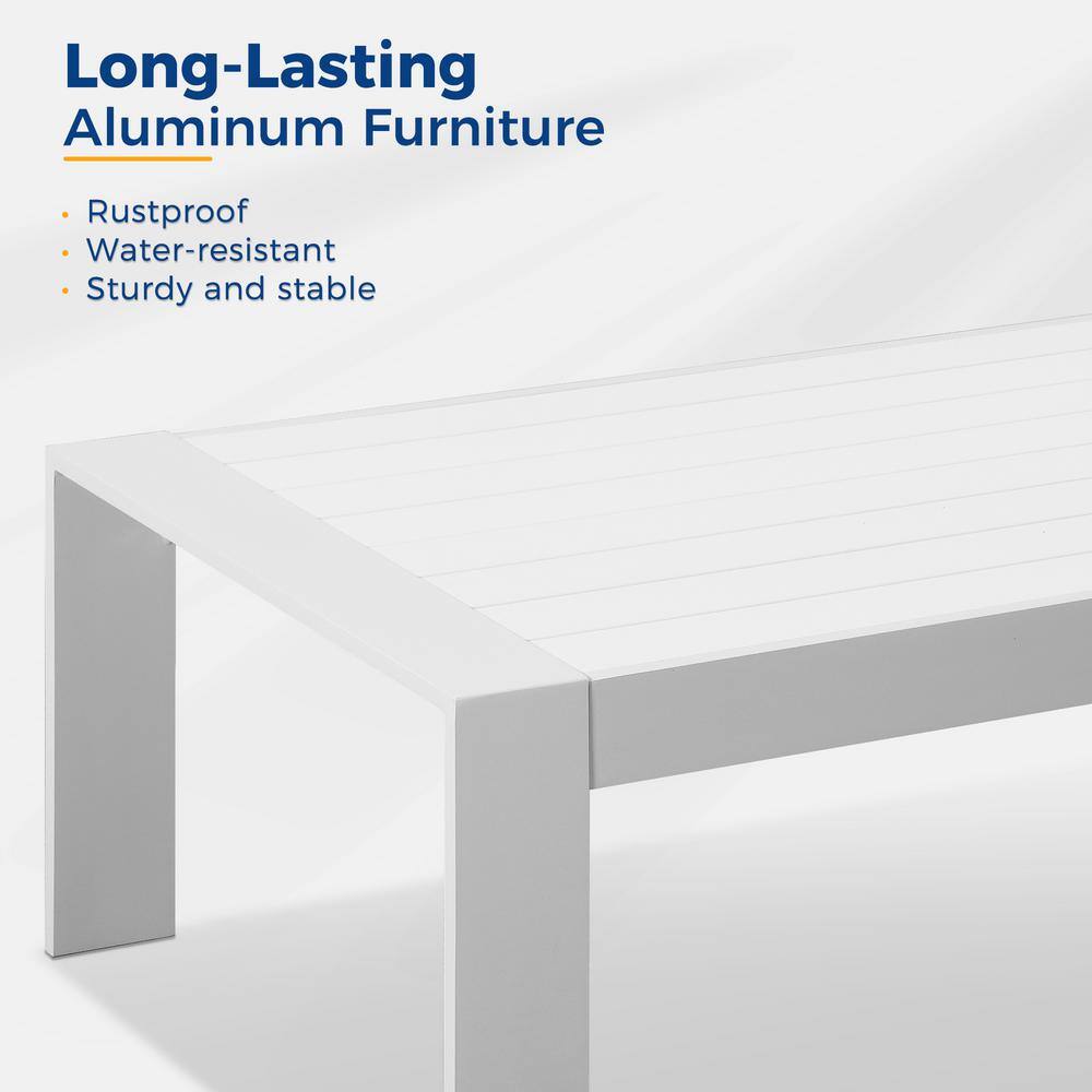 White Aluminum Modern Outdoor Coffee Table