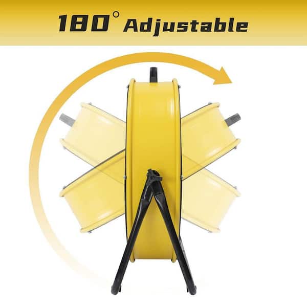 WOCK 24 in. Yellow 8300 CFM High Velocity Industrial Drum Fan, 3