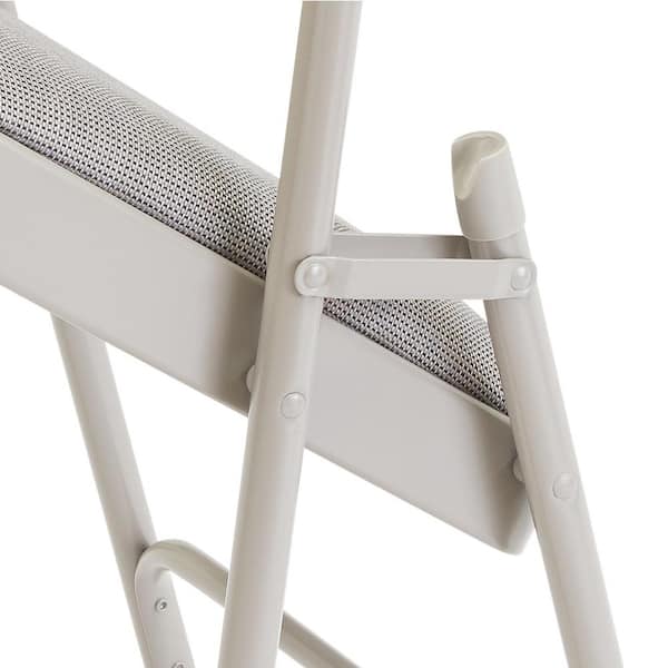 National Public Seating 2202 Grey Fabric Padded Seat Stackable Folding Chair (Set of 4) - 3