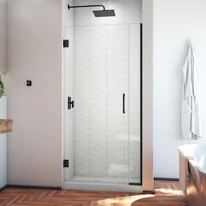 Unidoor Plus 34 to 34.5 in. x 72 in. Frameless Hinged Shower Door in Matte Black