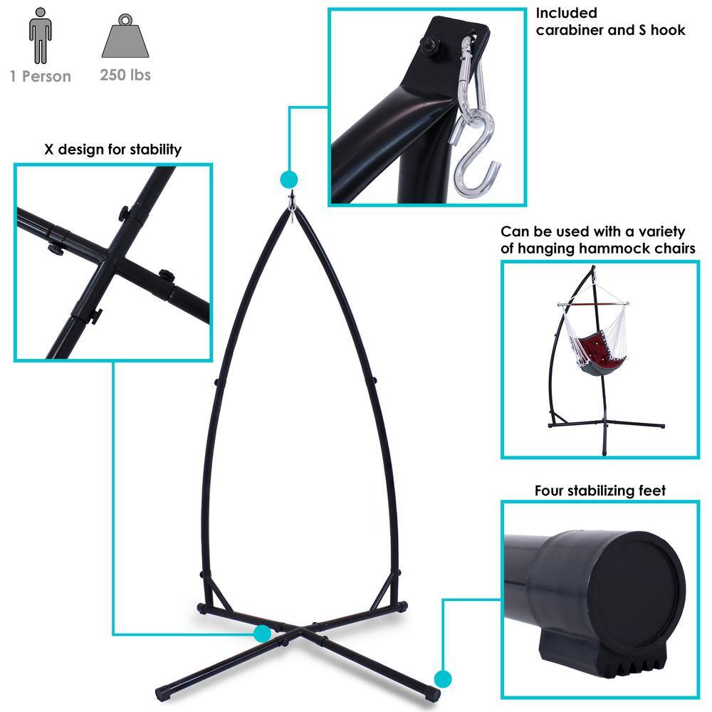 Black Steel X-Stand for Hanging Hammock Chairs