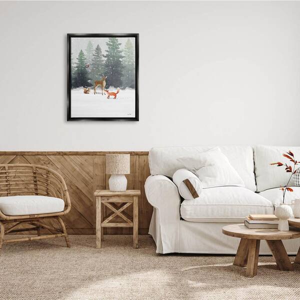 The Stupell Home Decor Collection Winter Season Forest Animals Fox Deer  Squirrel by House Fenway Floater Frame Animal Wall Art Print 25 in. x 31  in. ac-382_ffb_24x30 - The Home Depot