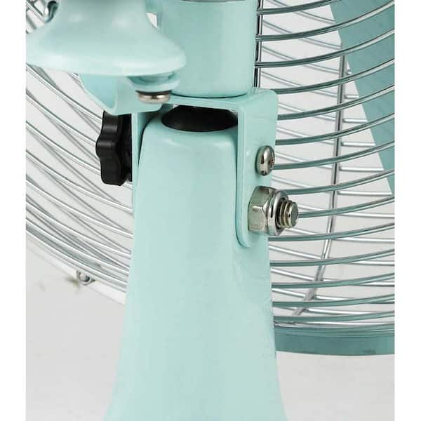 Aoibox 12 in. Retro 3 Fan Speeds Metal Desk Fan in Blue for 