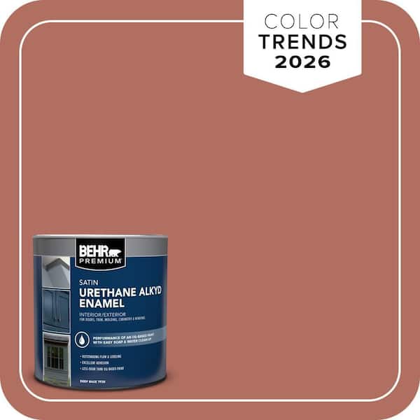BEHR PREMIUM 1 qt. #PPU2-12 Terra Cotta Urn Satin Enamel Urethane Alkyd Interior/Exterior Paint