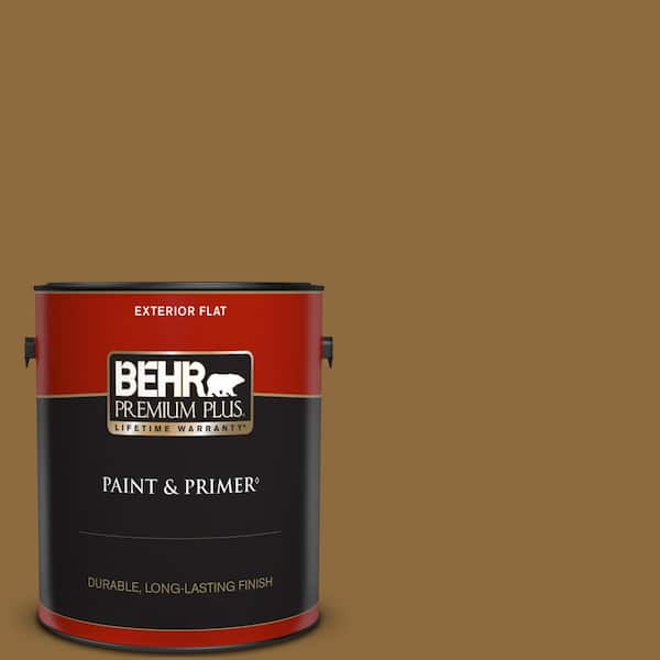 BEHR PREMIUM PLUS 1 gal. #300D-7 Spanish Leather Flat Exterior Paint & Primer