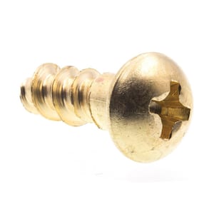 #8 x 1/2 in. Phillips Drive Wood Screws Round Head Solid Brass (25-Pack)