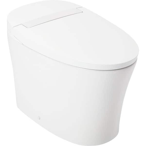 SIGNATURE HARDWARE Narelle 12 in. 1-piece 1.28. GPF Single Flush Elongated Toilet in White Seat Included