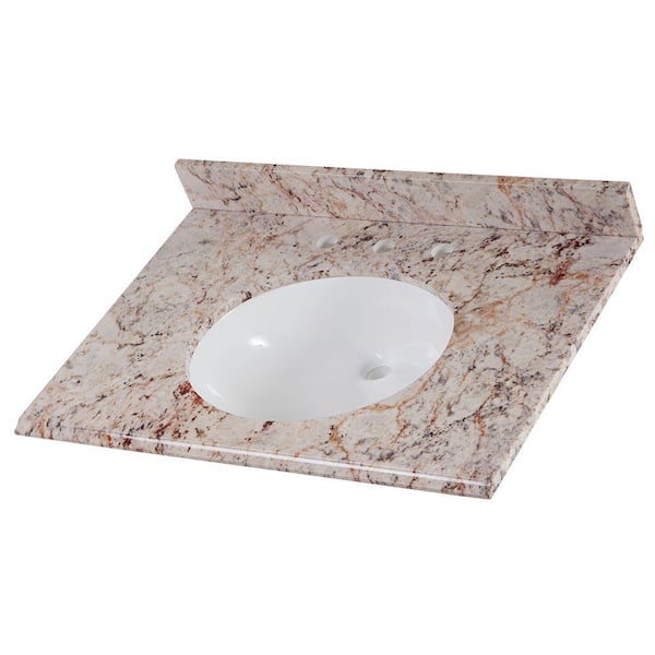 Home Decorators Collection 31 in. W x 22 in. D Cultured Marble White Single Sink Vanity Top in Rustic Gold