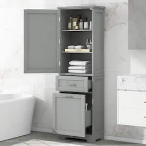 20 in. W x 13.5 in. D x 68.4 in. H Freestanding Gray Linen Cabinet Tall Bathroom Storage Cabinet