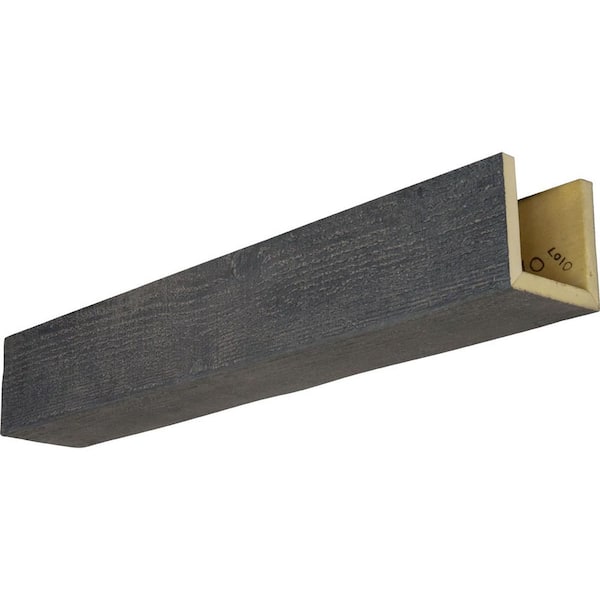 Ekena Millwork 4 in. x 8 in. x 14 ft. 3-Sided (U-Beam) Rough Sawn Aged Ash Faux Wood Ceiling Beam