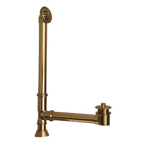 Leg Tub Drain with Twist-and-Lift Stopper in Polished Brass