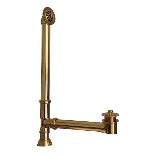 Pegasus Leg Tub Drain with Twist-and-Lift Stopper in Polished Brass