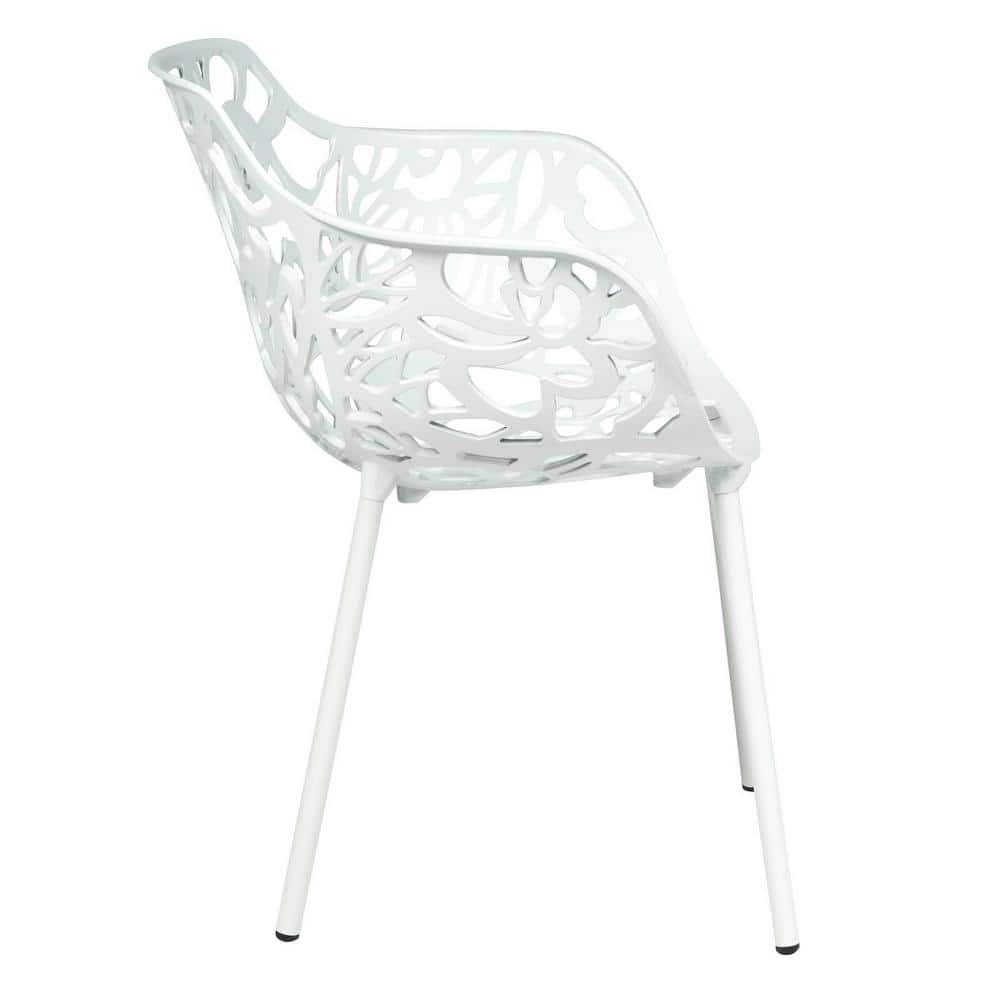 White Aluminum 5-Piece Outdoor Dining Set with Flower Design