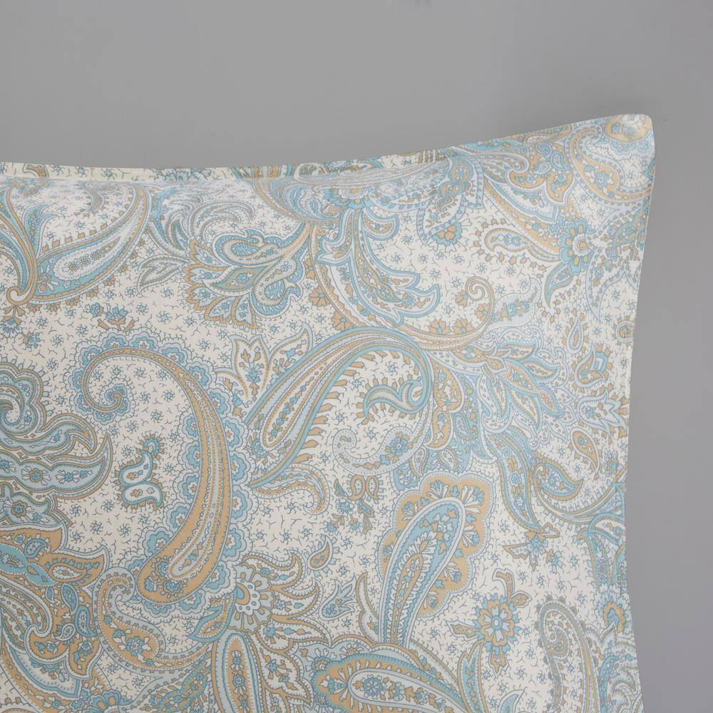 Ivory Cotton Queen Comforter Set with Paisley Print