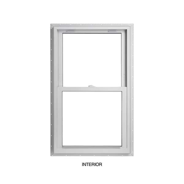 American Craftsman 35.75 in. x 60 in. 70 Series LowE SC Argon Glass Double Hung White Vinyl Fin Window, Screen Incl