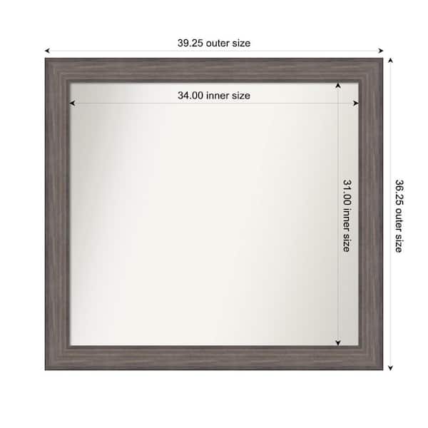 Amanti Art Country Barnwood 39.25 in. W. x 36.25 in. Custom Non-Beveled Wood Framed Bathroom Vanity Wall Mirror