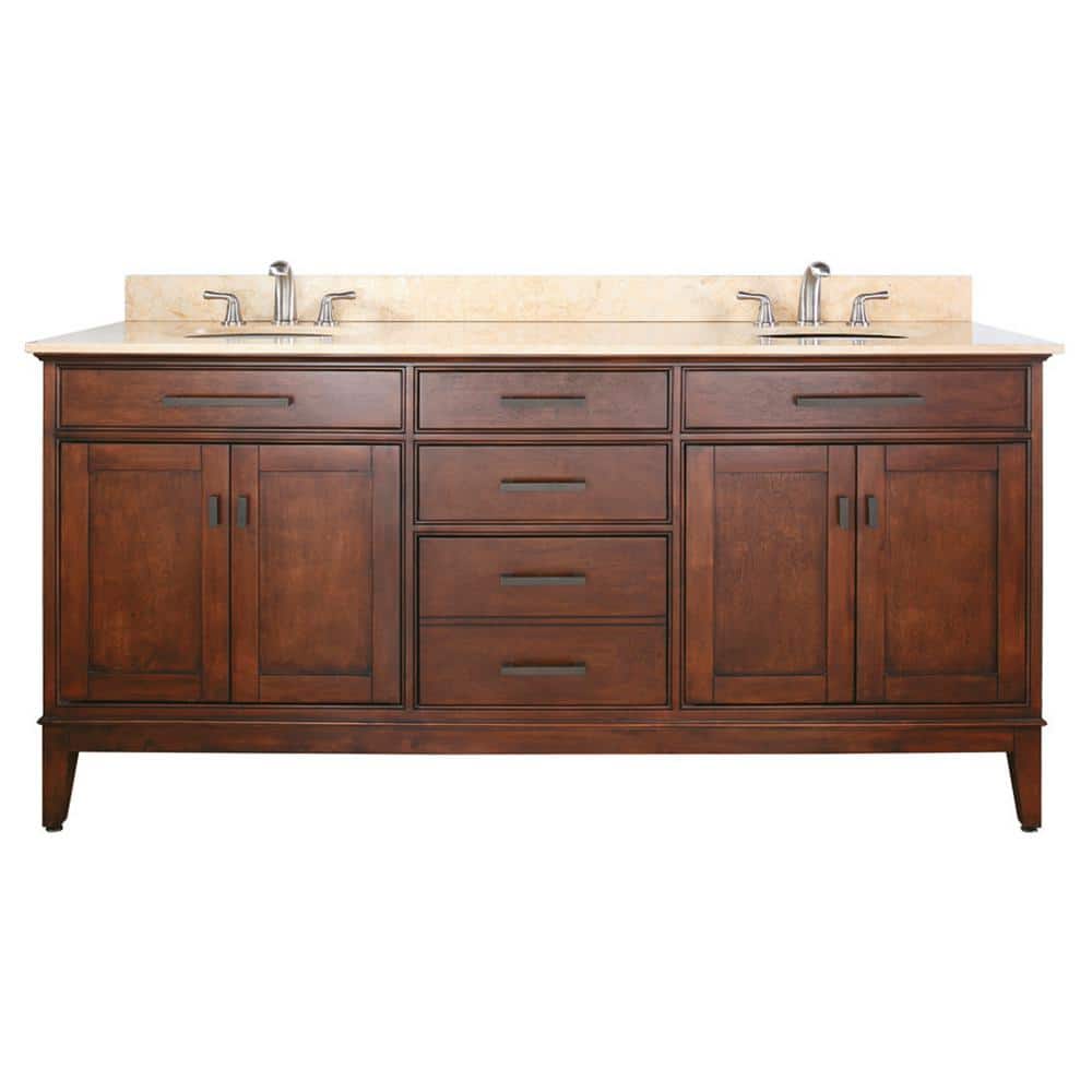 Madison 73" Tobacco Double Vanity with Marble Top