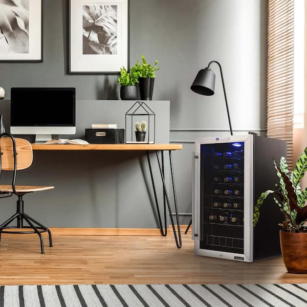Single Zone 27-Bottle Freestanding Wine Cooler Fridge with Exterior Digital Thermostat and Chrome Racks, Stainless Steel