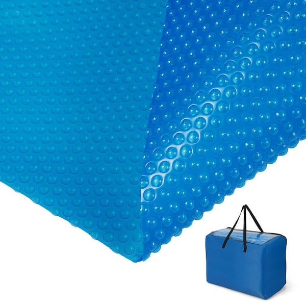 Costway 16 ft. x 32 ft. Rectangular Blue Above Ground Pool Solar Cover 12 Mil Heat Retaining Blanket with Carry Bag