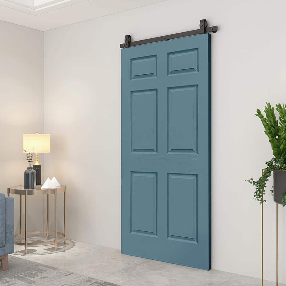 Dignity Blue MDF Bi-Fold Barn Door with Black Hardware, 30" x 80"