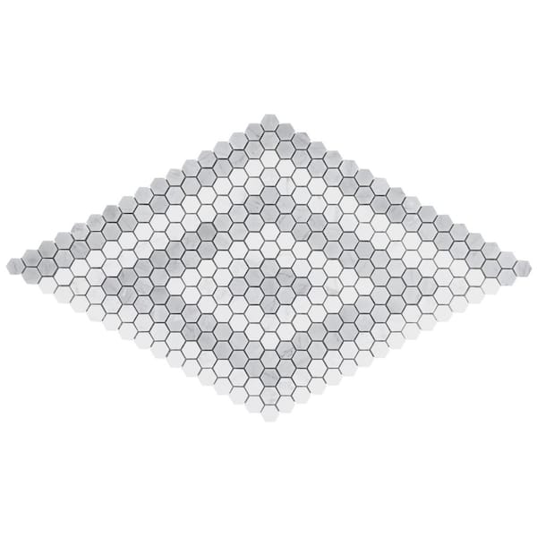 Ivy Hill Tile Hyperion Diamond Gray 3.75 in. x 0.39 in. Polished Marble Mosaic Floor and Wall Tile Sample