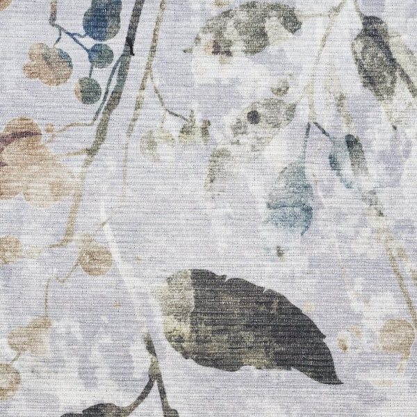 2 ft. x 10 ft. Blue Floral Washable Area Rug