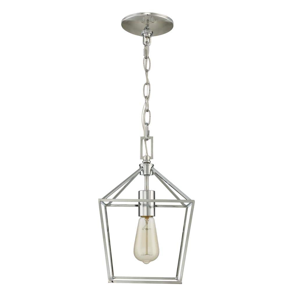 Weyburn 1-Light Chrome Farmhouse Mini Pendant Light Fixture with Caged Meta