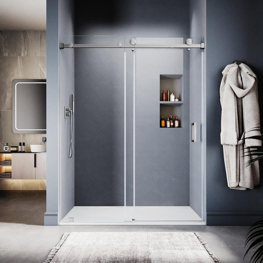 UNIKOO UKS05 50 to 55 in. W x 76 in. H Sliding Frameless Shower Door in ...