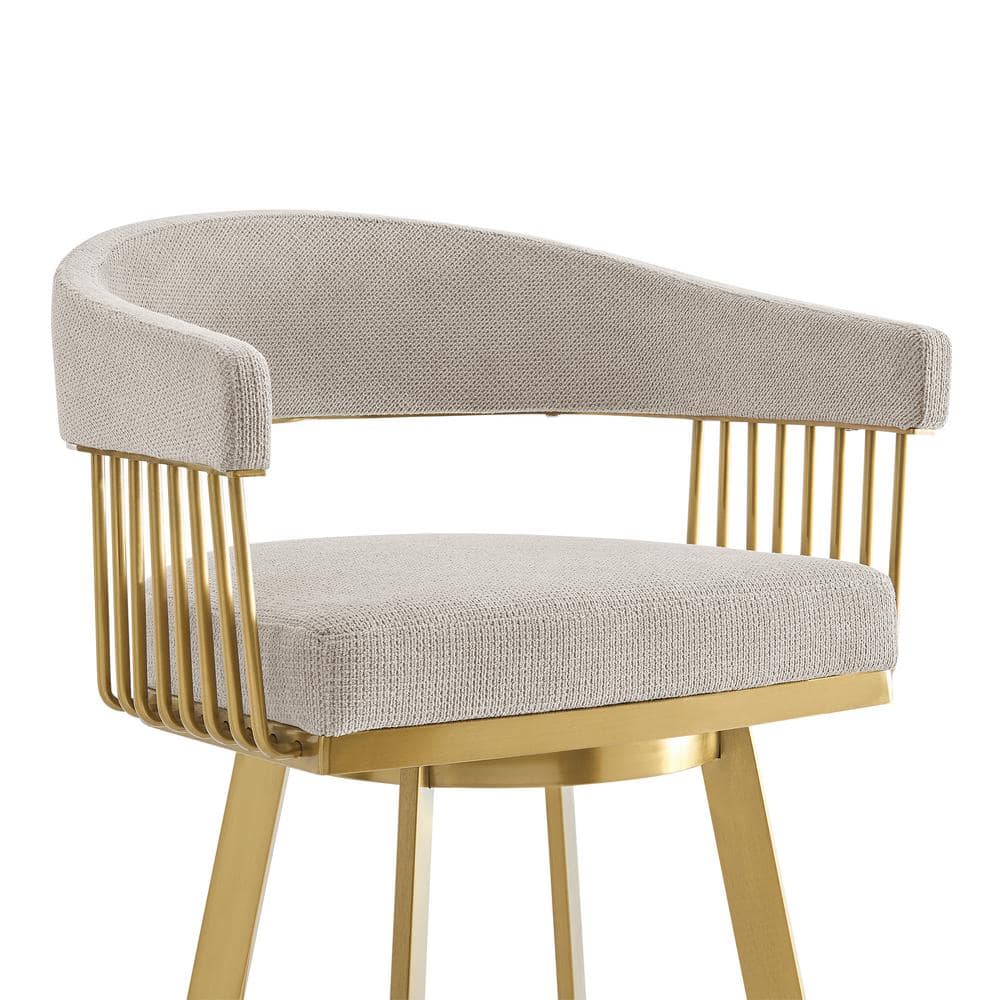 Chelsea 26" Taupe Swivel Counter Stool with Gold Metal Frame