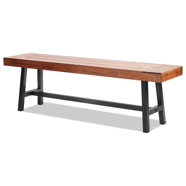 VEVOR Outdoor Bench, 63 in. Wood Garden Bench with Metal Leg for Outdoors, Outdoor Garden Park Bench, 500 lbs. Load Capacity