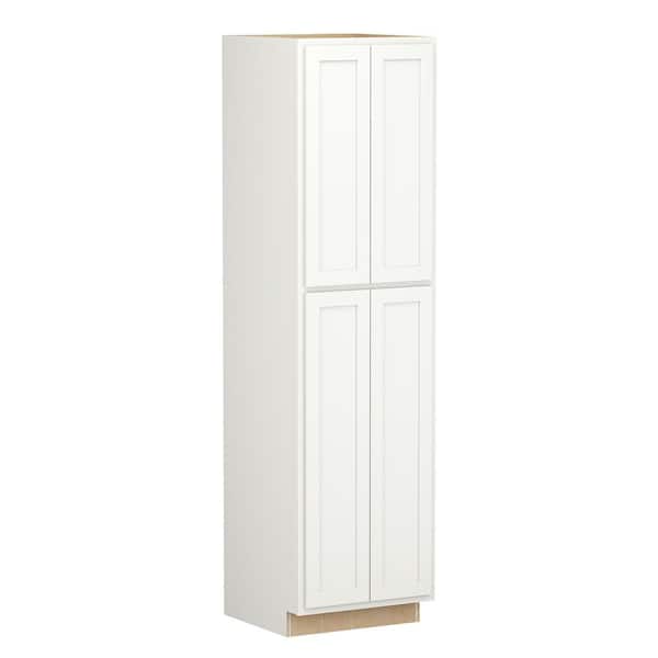 SIMPLY WOODMARK PRO Shaker Partial Overlay 24 in. W x 24 in. D x 90 in. H Plywood Assembled Utility Kitchen Cabinet in Linen White
