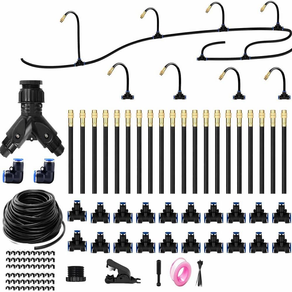 100 ft Drip Irrigation Kit with 20 Brass Nozzles, Quick Connect Fittings for Raised Beds, Lawn, Patio price history on PriceWatchPro