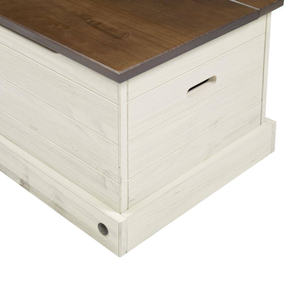 Distressed White Cottage Wood Storage Trunk with Soft Close Hinges